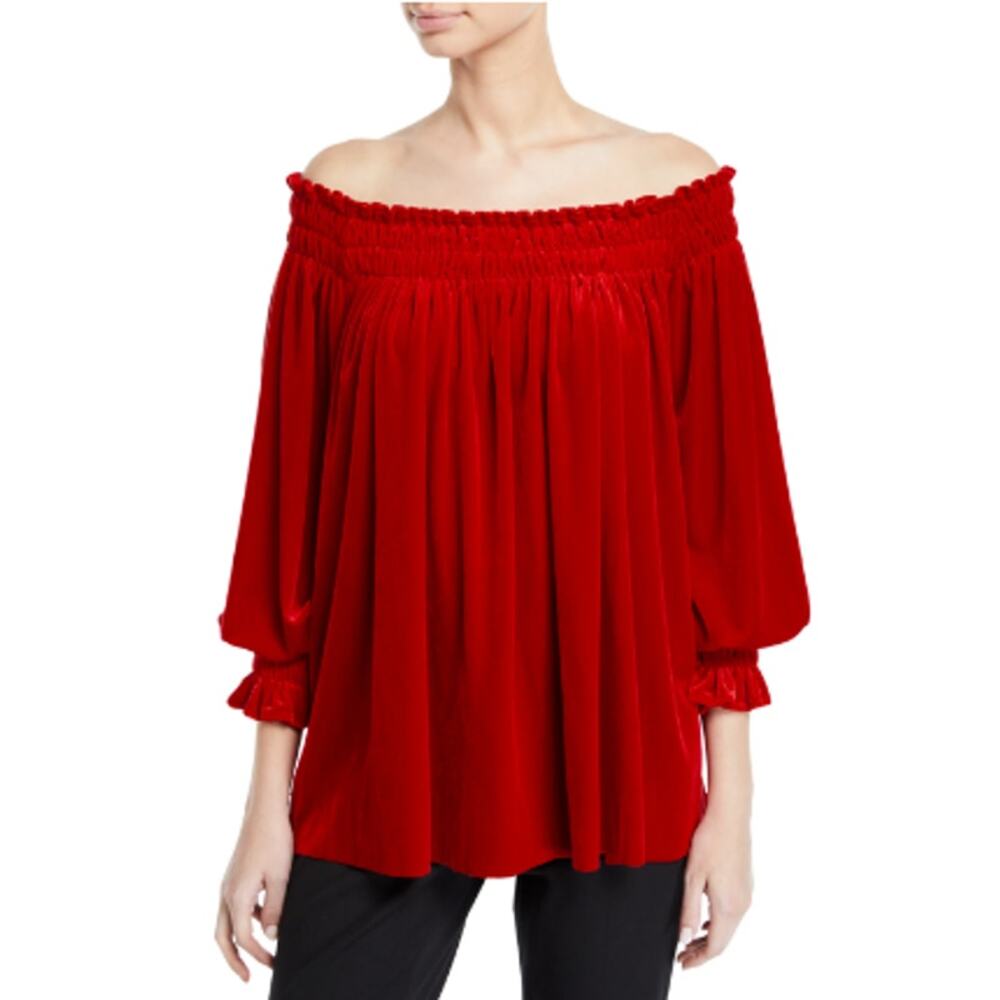 Norma Kamali Velvet Peasant Top Tango